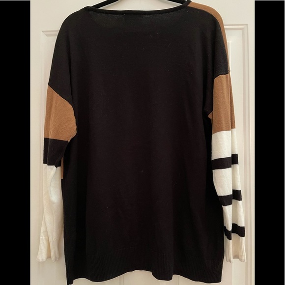CALVIN KLEIN Woman’s Long Sleeve Color Block Sweater size Large - Picture 3 of 5